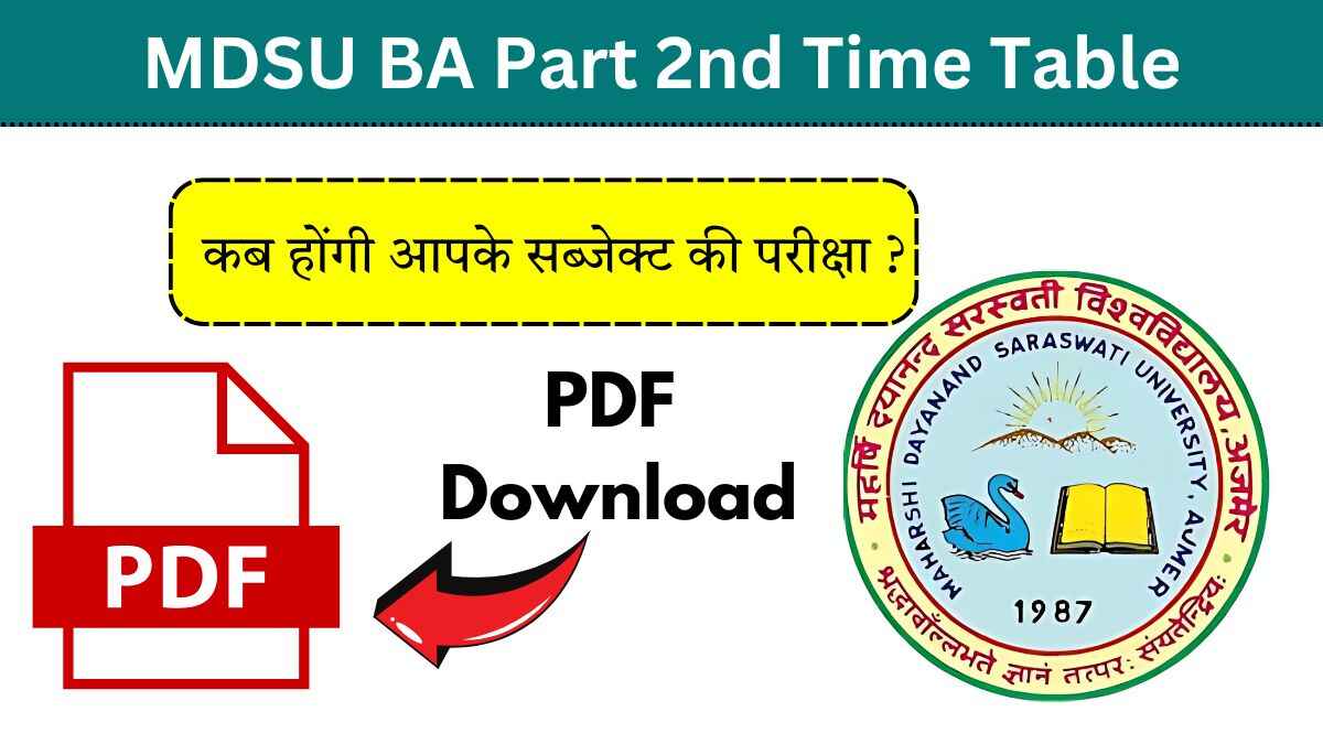 MDSU BA Part 2nd Time Table 2025