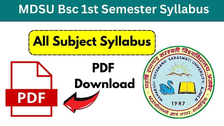 MDSU Bsc 1st Semester Syllabus 2026 PDF Download-एमडीएसयू बीएससी 1st ...