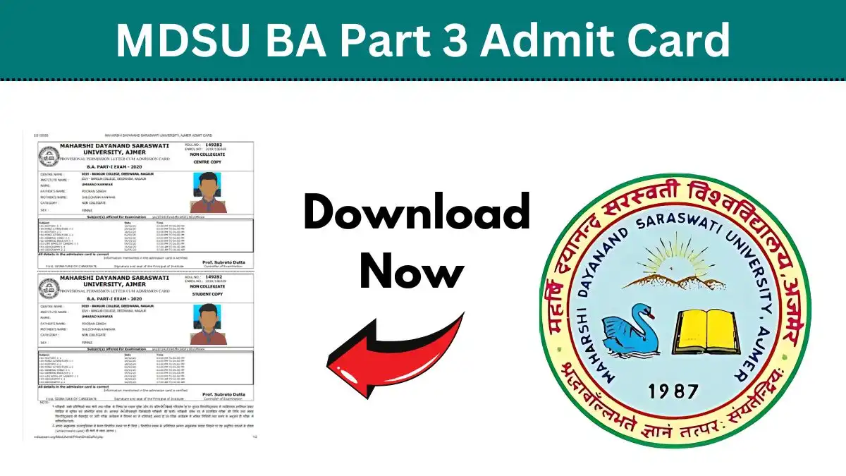 MDSU BA 3rd Year Admit Card 2025