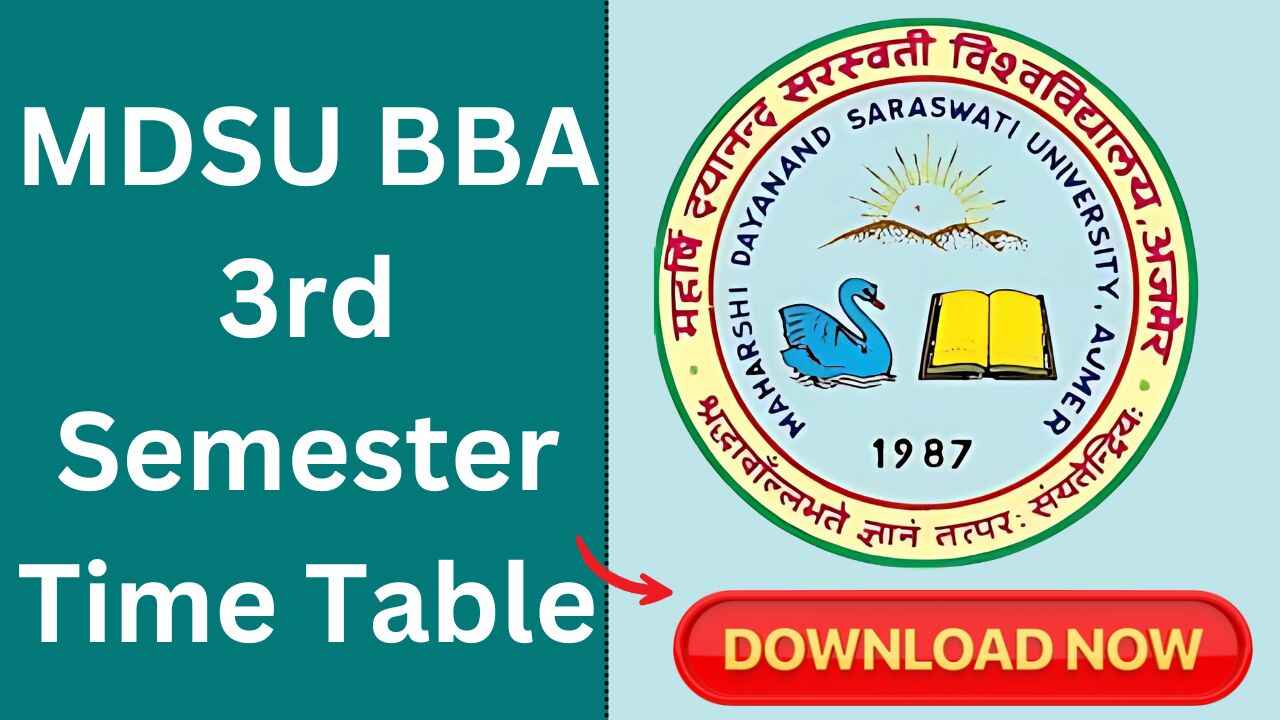 MDSU BBA 3rd Semester Time Table 2025