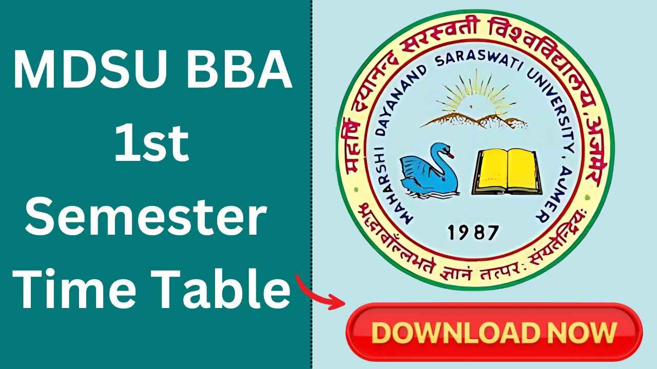 MDSU BBA 1st Semester Time Table 2025