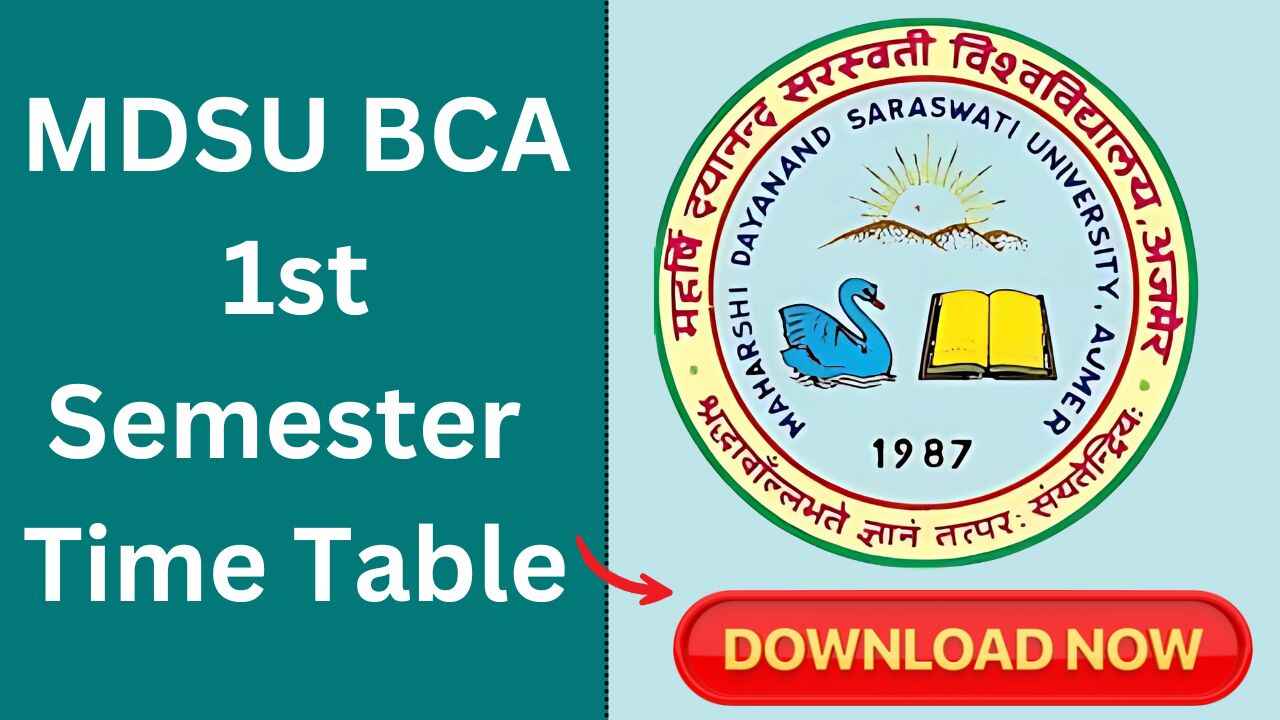 MDSU BCA 1st Semester Time Table 2025