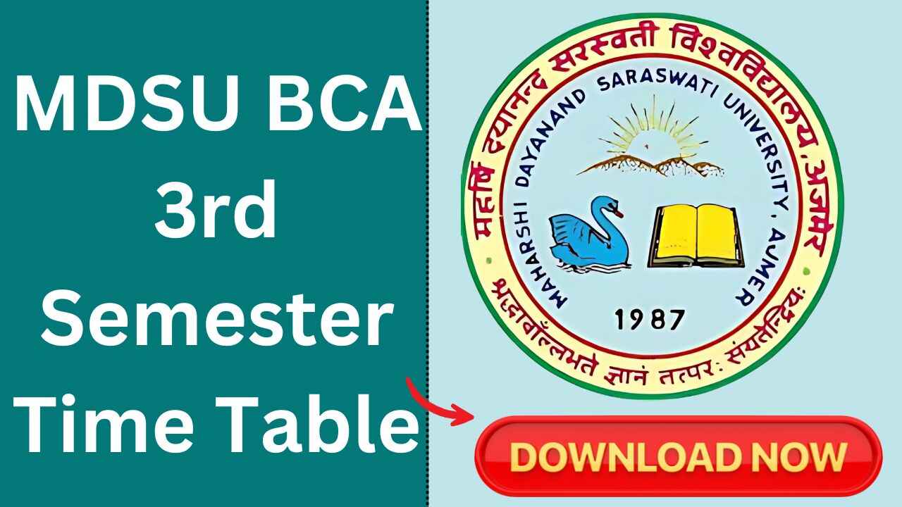 MDSU BCA 3rd Semester Time Table 2025