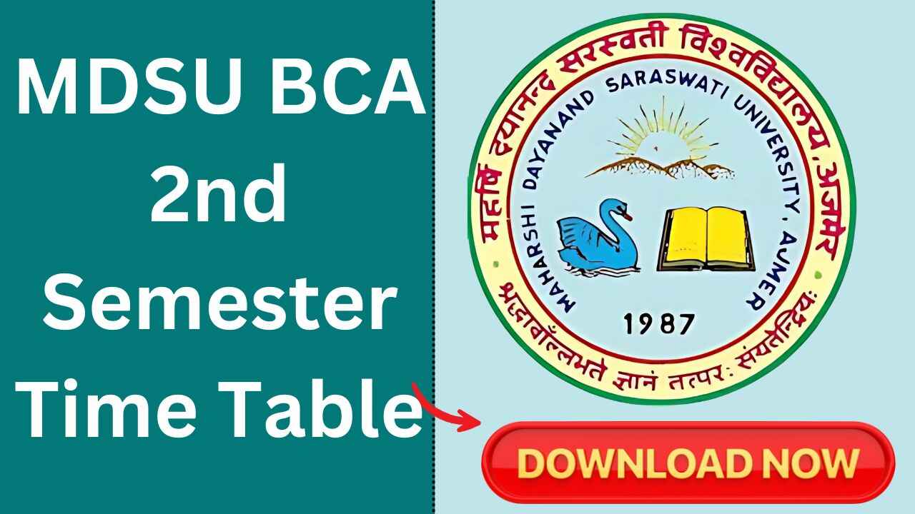MDSU BCA 2nd Semester Time Table 2026