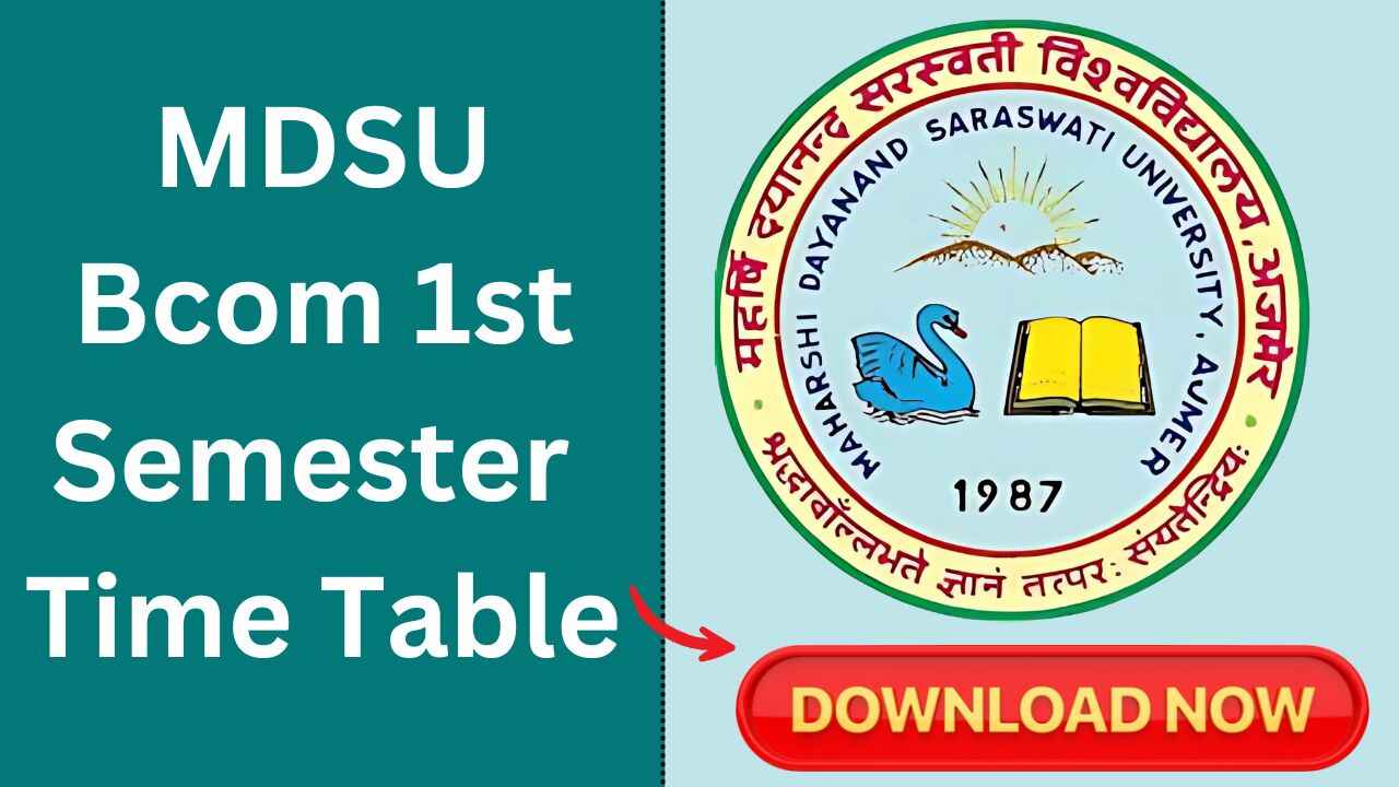 MDSU BCom 1st Semester Time Table 2025