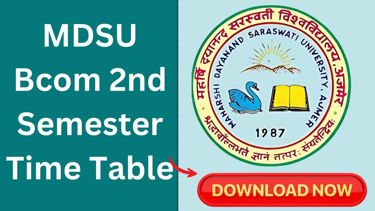 MDSU BCom 2nd Semester Time Table 2025