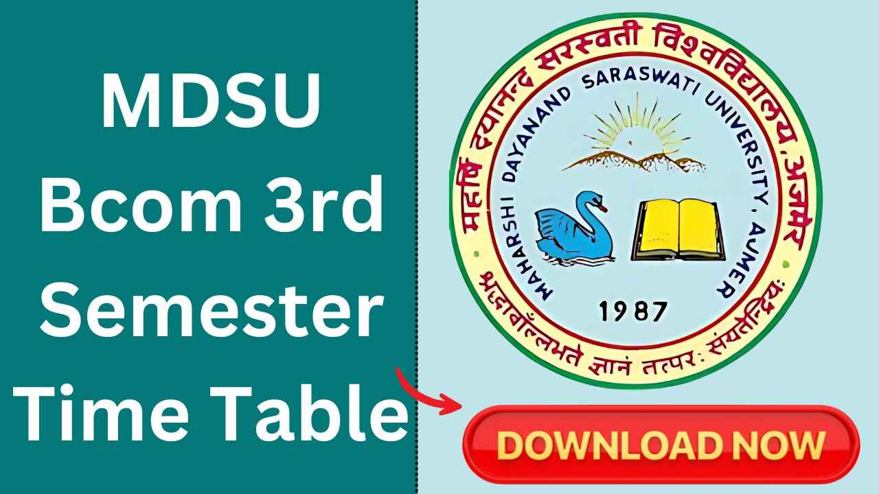 MDSU BCom 3rd Semester Time Table 2025