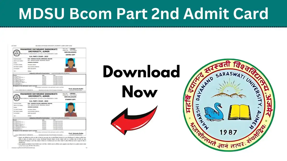 MDSU B.Com 2nd Year Admit Card 2025