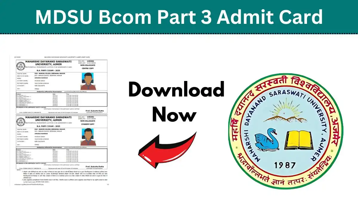 MDSU B.Com 3rd Year Admit Card 2025