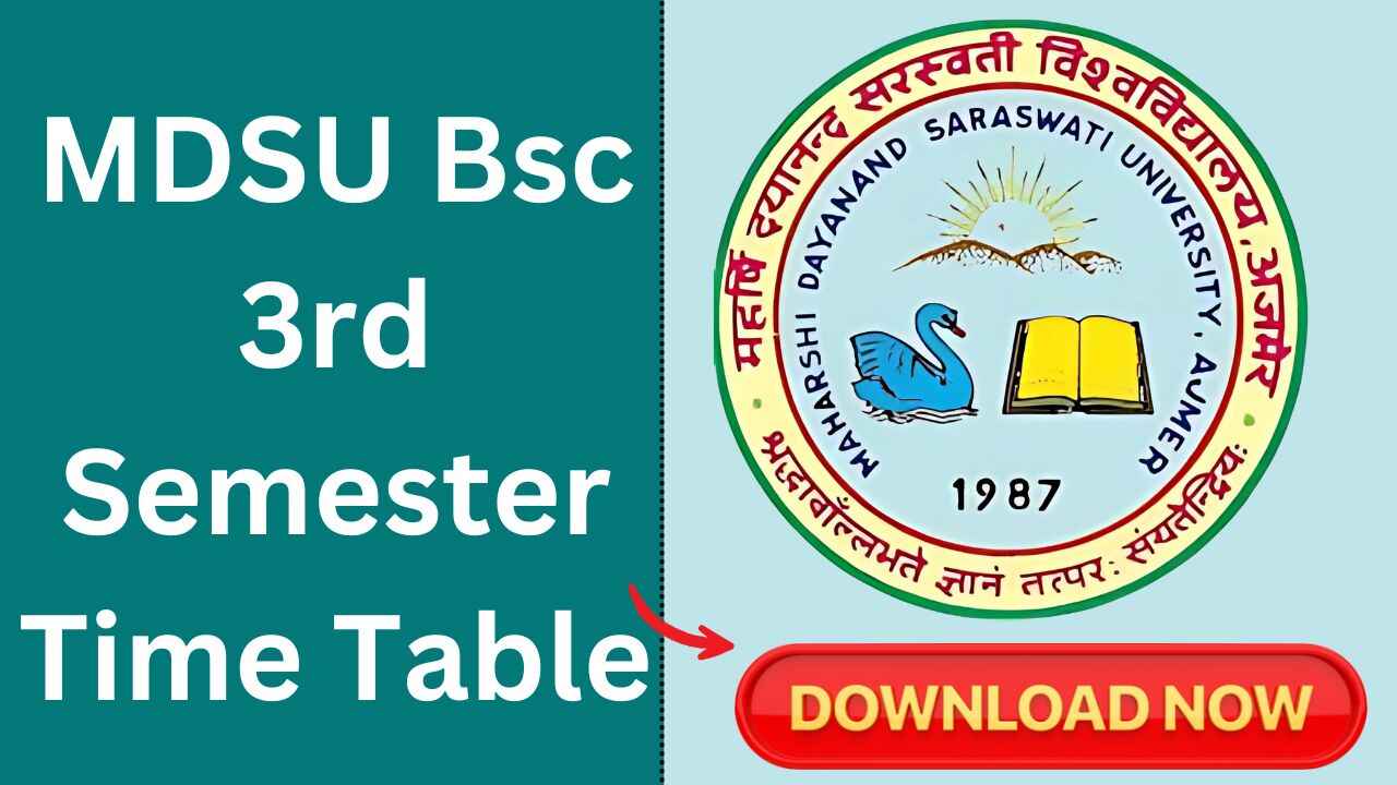 MDSU BSC 3rd Semester Time Table 2025