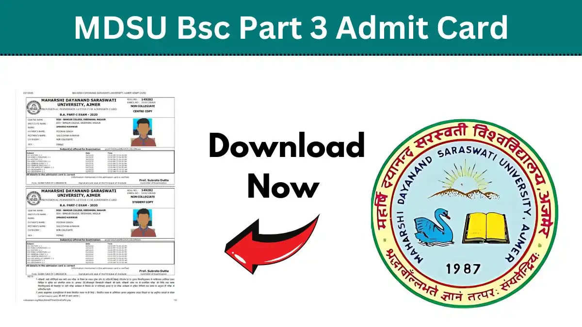 MDSU B.Sc 3rd Year Admit Card 2025