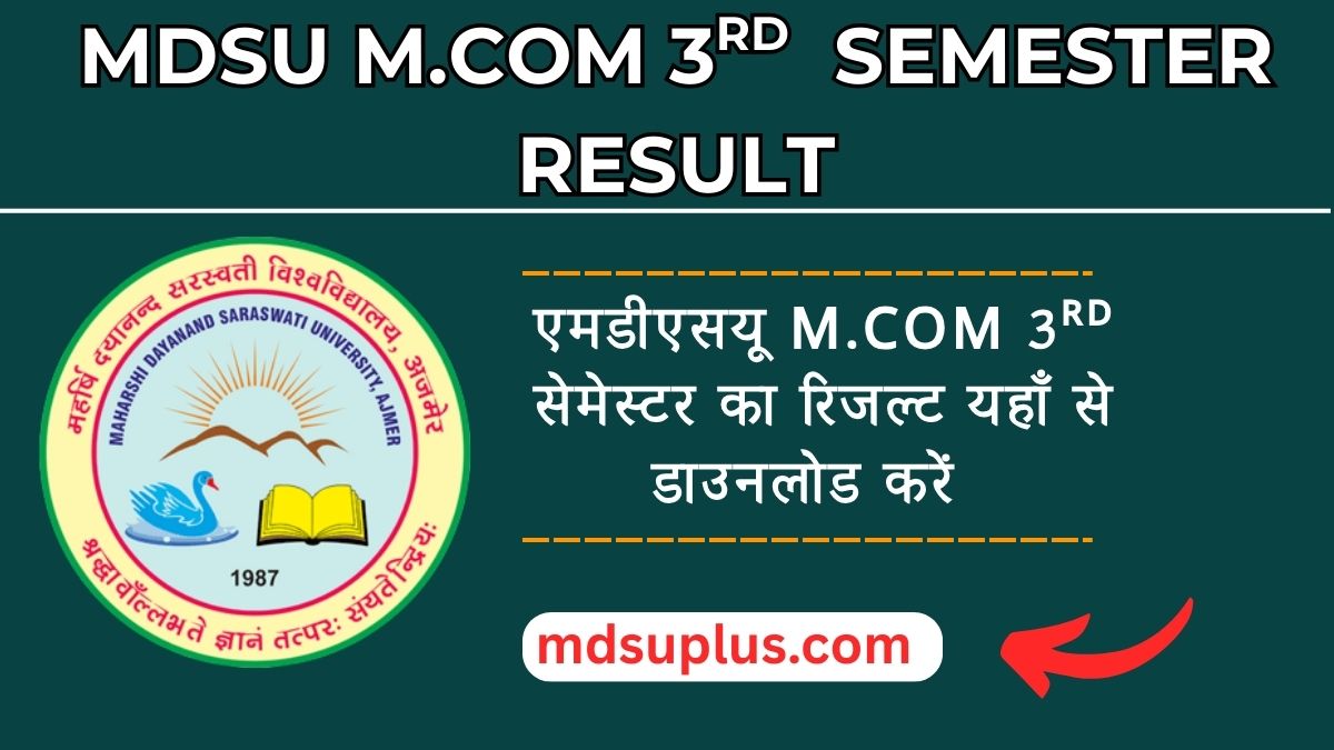 MDSU MCom 3rd Semester Result 2025